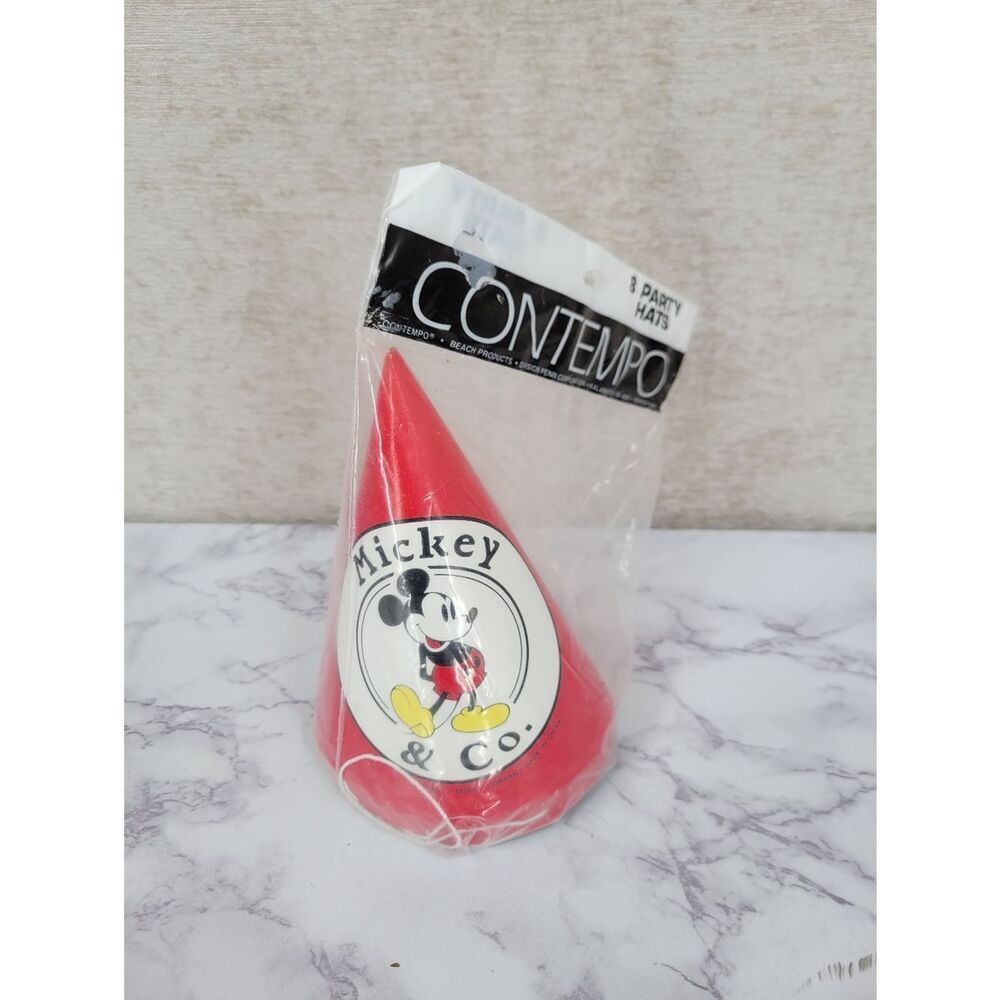 Mickey & Co. Red Party Cone Hat - Contempo Vintage 90s